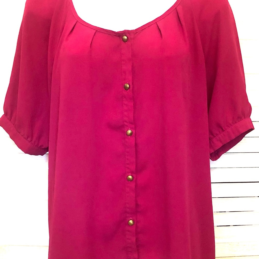 Papermoon Bright pink gold button top, size L